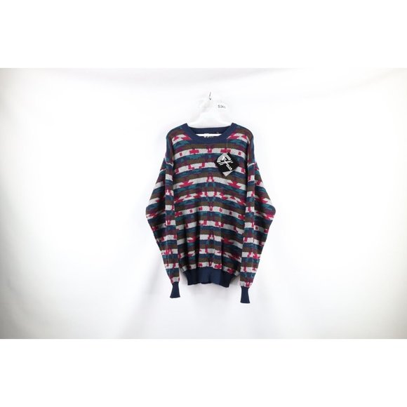 NOS Vtg 90s Coogi Style Mens Medium Ed Bassmaster Wool Blend Knit Dad Sweater